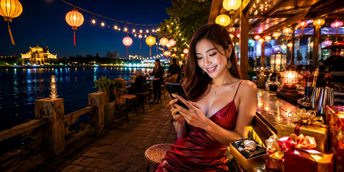 Người dùng Đà Nẵng sử dụng điện thoại để trải nghiệm trò chơi casino bên bờ biển